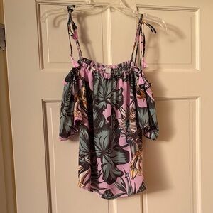 J. Crew Pink Floral Off-Shoulder Blouse